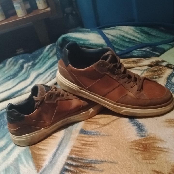 Steve Madden Men's Size 11 Leather Brown And Black Sneakers Shoes